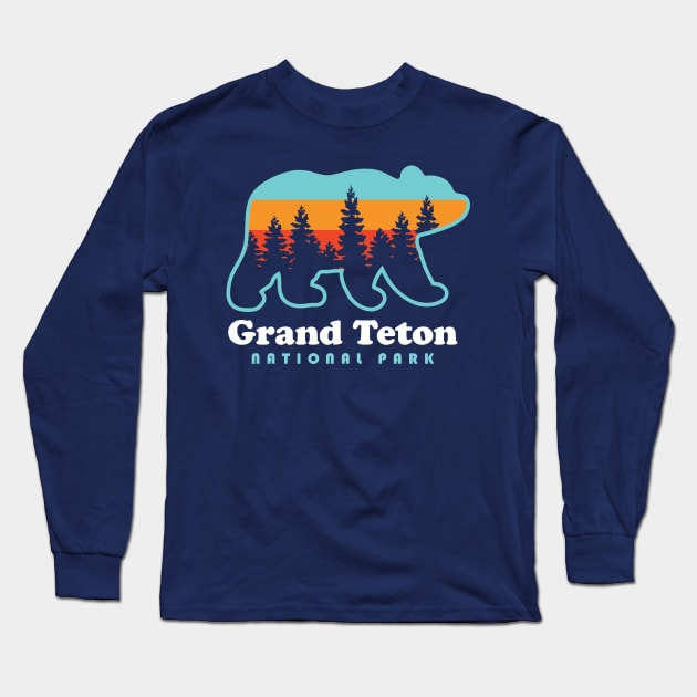 Grand Teton National Park Bear Mountains Long Sleeve T-Shirt by PodDesignShop